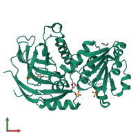 PDB entry 6c49 coloured by chain, front view.