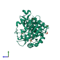 PDB entry 6c49 coloured by chain, side view.