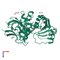 PDB entry 6c49 coloured by chain, top view.
