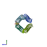 PDB entry 6c52 coloured by chain, side view.