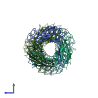 PDB entry 6c53 coloured by chain, side view.
