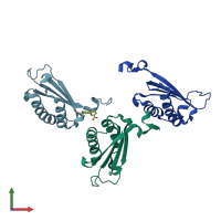 PDB entry 6c5f coloured by chain, front view.
