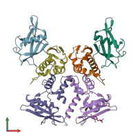 PDB entry 6c5x coloured by chain, front view.