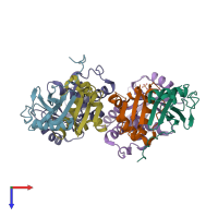 PDB entry 6c5x coloured by chain, top view.