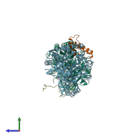 PDB entry 6c6g coloured by chain, side view.
