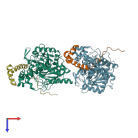 PDB entry 6c6g coloured by chain, top view.