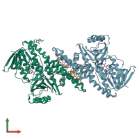 PDB entry 6c6p coloured by chain, front view.