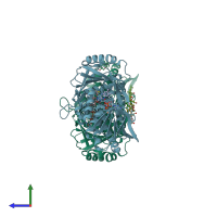 PDB entry 6c6p coloured by chain, side view.