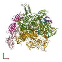 PDB entry 6c6t coloured by chain, front view.