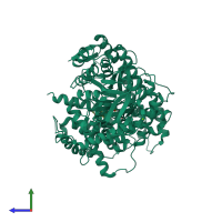 PDB entry 6c7b coloured by chain, side view.