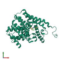 Monomeric assembly 1 of PDB entry 6c7g coloured by chemically distinct molecules, front view.
