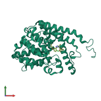 Monomeric assembly 2 of PDB entry 6c7g coloured by chemically distinct molecules, front view.