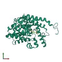 Monomeric assembly 4 of PDB entry 6c7g coloured by chemically distinct molecules, front view.