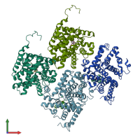 PDB entry 6c7g coloured by chain, front view.