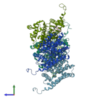 PDB entry 6c7g coloured by chain, side view.