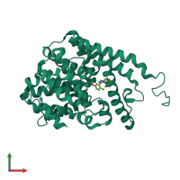 Monomeric assembly 2 of PDB entry 6c7i coloured by chemically distinct molecules, front view.