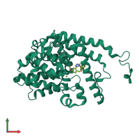 Monomeric assembly 4 of PDB entry 6c7i coloured by chemically distinct molecules, front view.