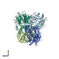 PDB entry 6c7k coloured by chain, side view.