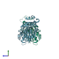 PDB entry 6c85 coloured by chain, side view.