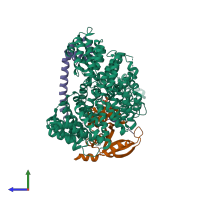 PDB entry 6c95 coloured by chain, side view.