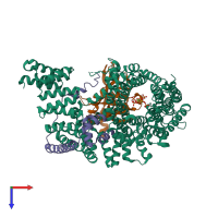 PDB entry 6c95 coloured by chain, top view.