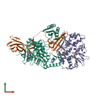 PDB entry 6c9h coloured by chain, front view.