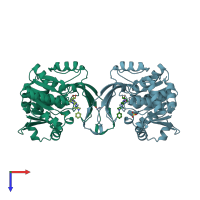 PDB entry 6c9v coloured by chain, top view.