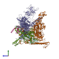 PDB entry 6c9y coloured by chain, side view.