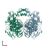 PDB entry 6ca3 coloured by chain, front view.