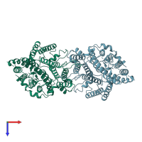 PDB entry 6caa coloured by chain, top view.