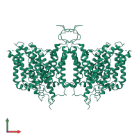 Electrogenic sodium bicarbonate cotransporter 1 in PDB entry 6caa, assembly 1, front view.