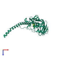 PDB entry 6cam coloured by chain, top view.