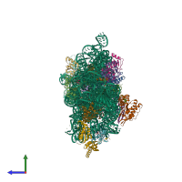 PDB entry 6cao coloured by chain, side view.