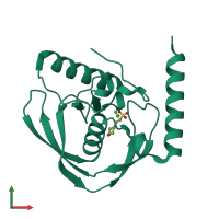 PDB entry 6caz coloured by chain, front view.