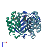 PDB entry 6cb5 coloured by chain, top view.