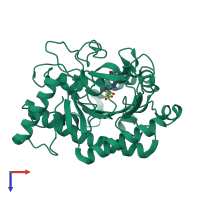 PDB entry 6cba coloured by chain, top view.