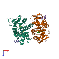 PDB entry 6cbz coloured by chain, top view.