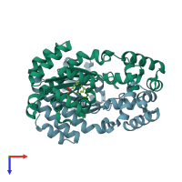 PDB entry 6cc0 coloured by chain, top view.