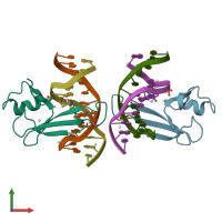 PDB entry 6ccg coloured by chain, front view.