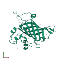 Monomeric assembly 1 of PDB entry 6ccr coloured by chemically distinct molecules, front view.