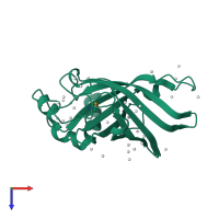 Monomeric assembly 1 of PDB entry 6ccr coloured by chemically distinct molecules, top view.