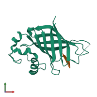 PDB entry 6cct coloured by chain, front view.