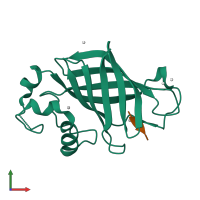 PDB entry 6ccu coloured by chain, front view.