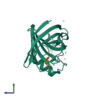 PDB entry 6ccu coloured by chain, side view.