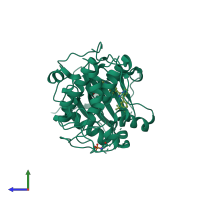 PDB entry 6ccy coloured by chain, side view.