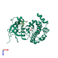 PDB entry 6ccy coloured by chain, top view.