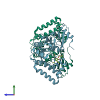 PDB entry 6cd7 coloured by chain, side view.