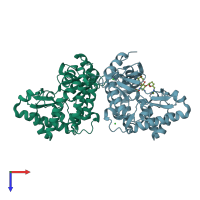 PDB entry 6cd7 coloured by chain, top view.