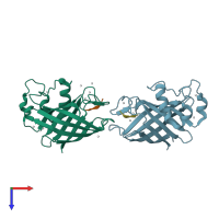 PDB entry 6cd8 coloured by chain, top view.