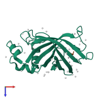 PDB entry 6cd9 coloured by chain, top view.
